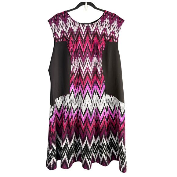 GABBY SKYE 20W Plus Size Chevron Dress Pink Black White Flattering Classic Style - Picture 1 of 9
